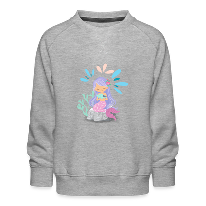 Kinder Premium Pullover - Meerjungfrau - Grau meliert