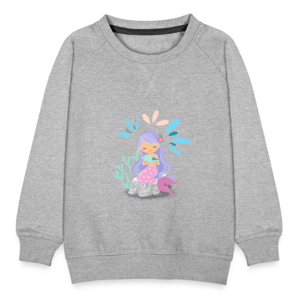 Kinder Premium Pullover - Meerjungfrau - Grau meliert