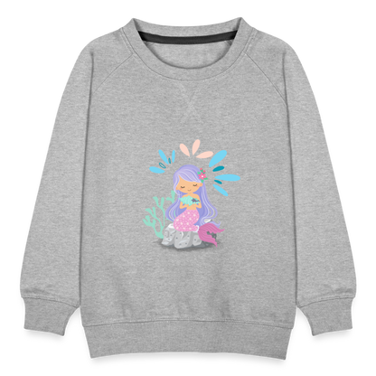 Kinder Premium Pullover - Meerjungfrau - Grau meliert