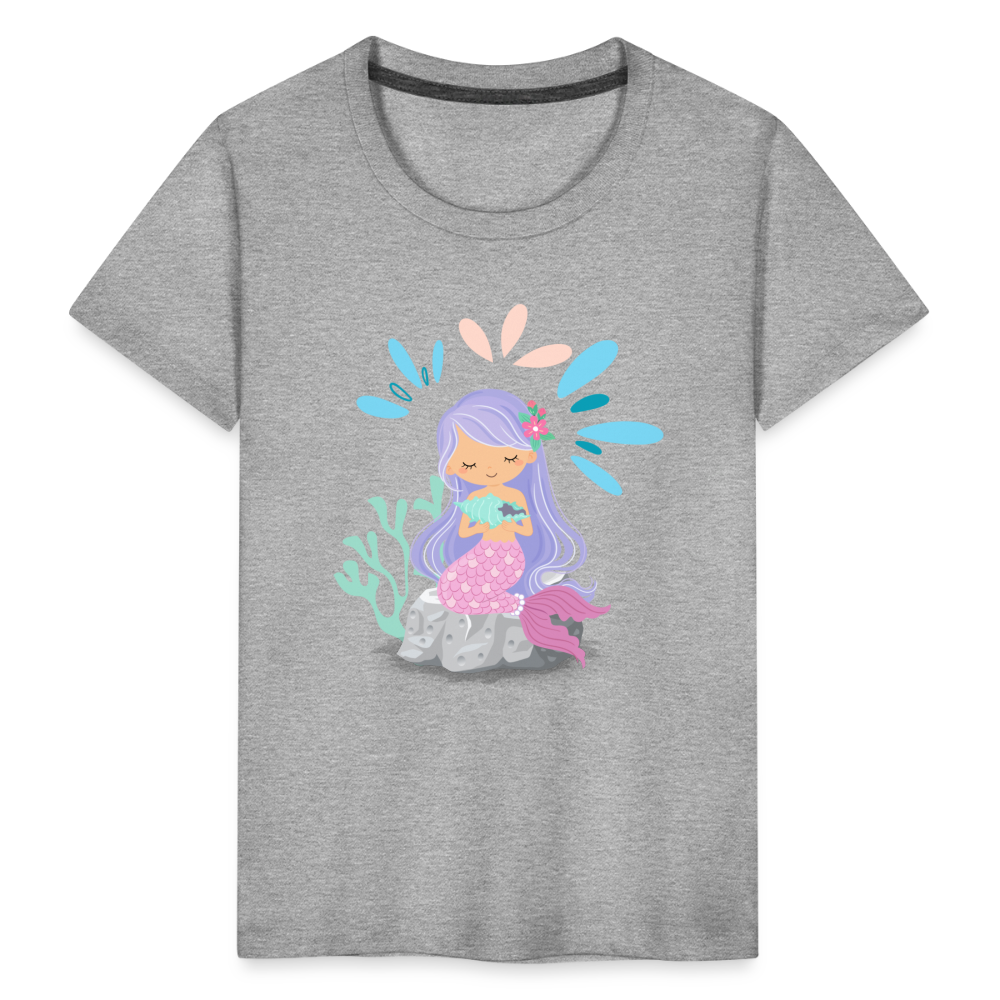 Kinder Premium T-Shirt - Meerjungfrau - Grau meliert