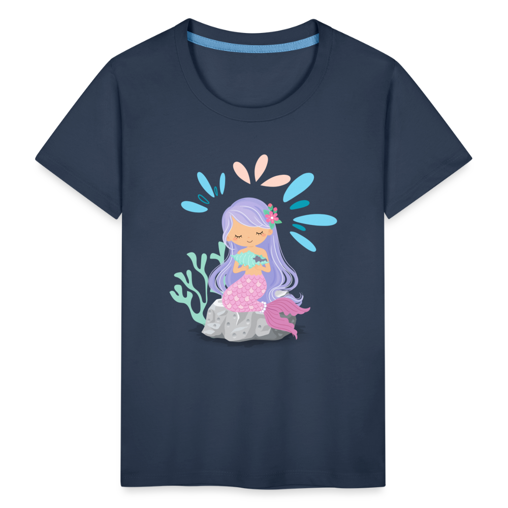 Kinder Premium T-Shirt - Meerjungfrau - Navy