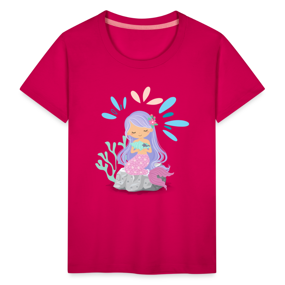 Kinder Premium T-Shirt - Meerjungfrau - dunkles Pink