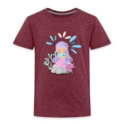 Kinder Premium T-Shirt - Meerjungfrau - Bordeauxrot meliert