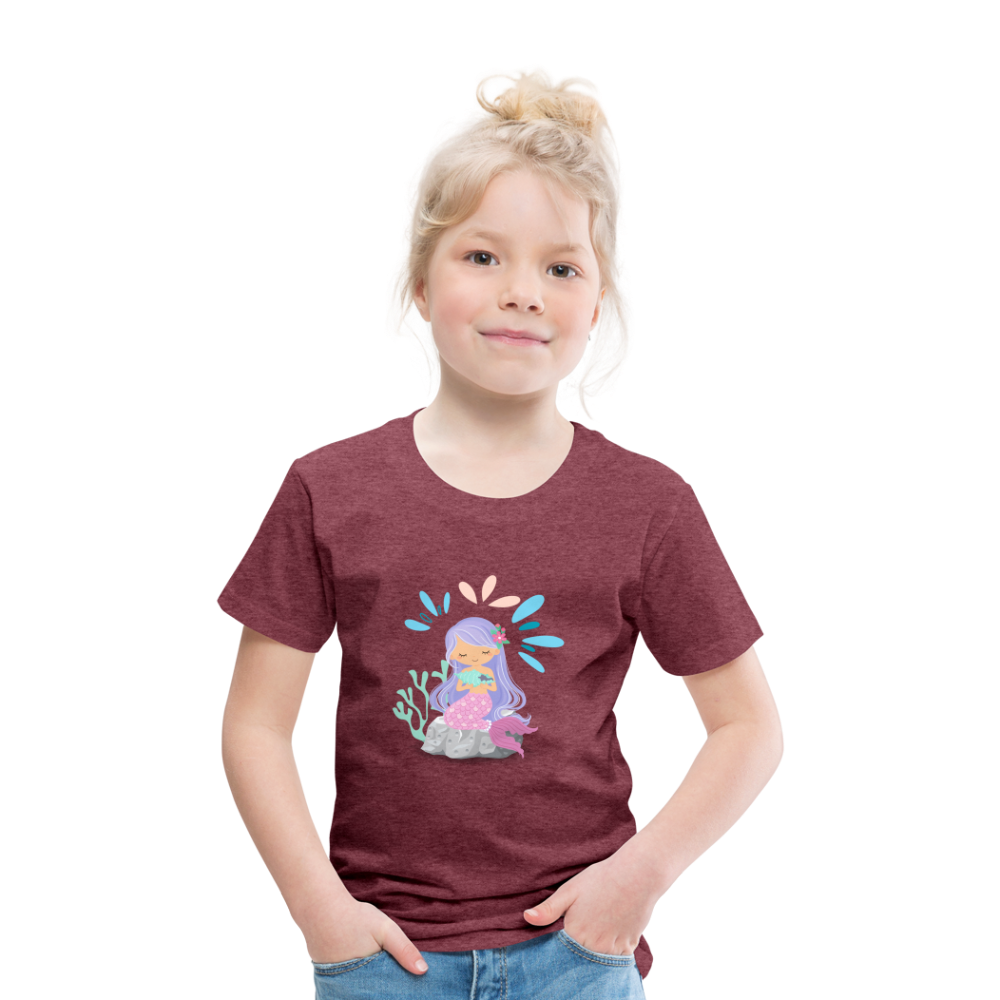 Kinder Premium T-Shirt - Meerjungfrau - Bordeauxrot meliert