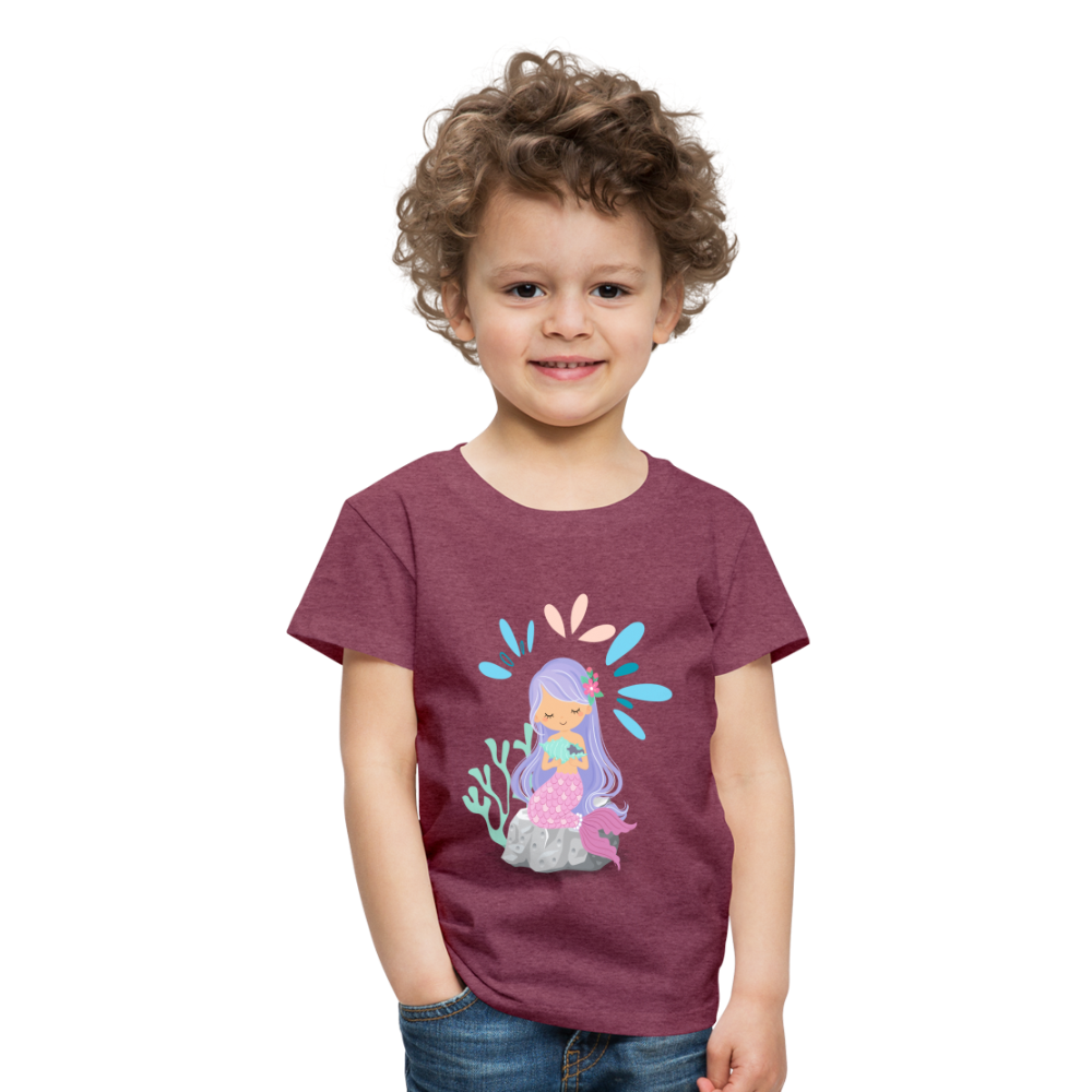 Kinder Premium T-Shirt - Meerjungfrau - Bordeauxrot meliert