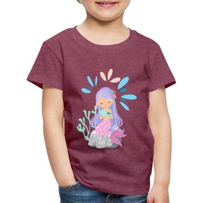 Kinder Premium T-Shirt - Meerjungfrau - Bordeauxrot meliert