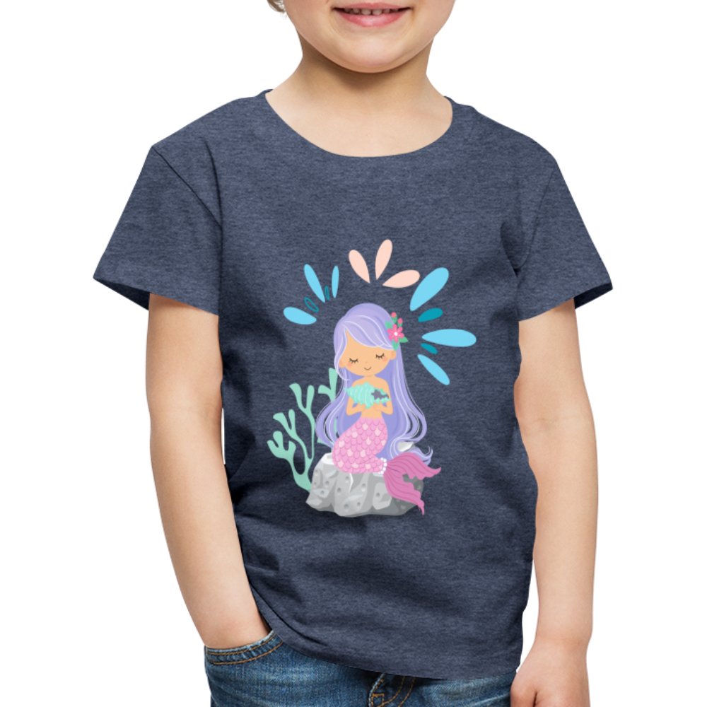 Kinder Premium T-Shirt - Meerjungfrau - Blau meliert