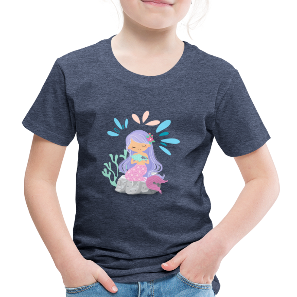 Kinder Premium T-Shirt - Meerjungfrau - Blau meliert