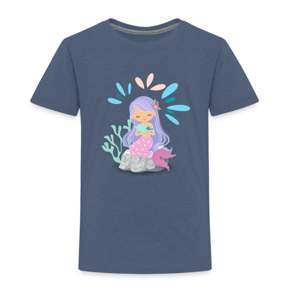 Kinder Premium T-Shirt - Meerjungfrau - Blau meliert