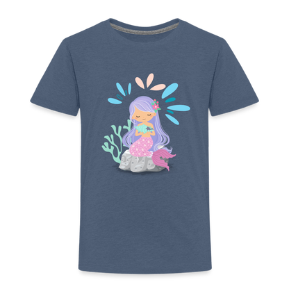 Kinder Premium T-Shirt - Meerjungfrau - Blau meliert