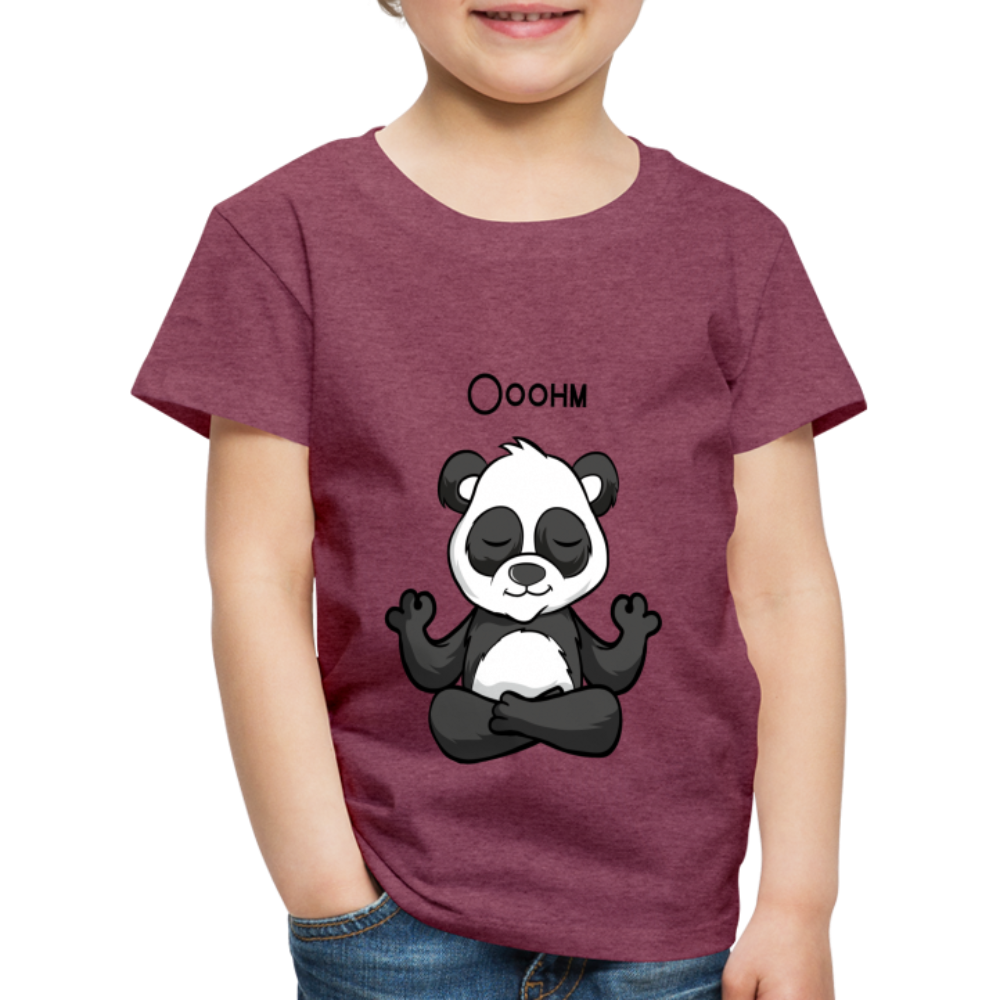 Kinder Premium T-Shirt - Ooohm Panda - Bordeauxrot meliert