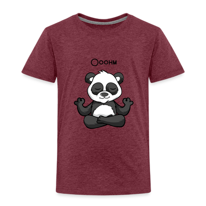 Kinder Premium T-Shirt - Ooohm Panda - Bordeauxrot meliert