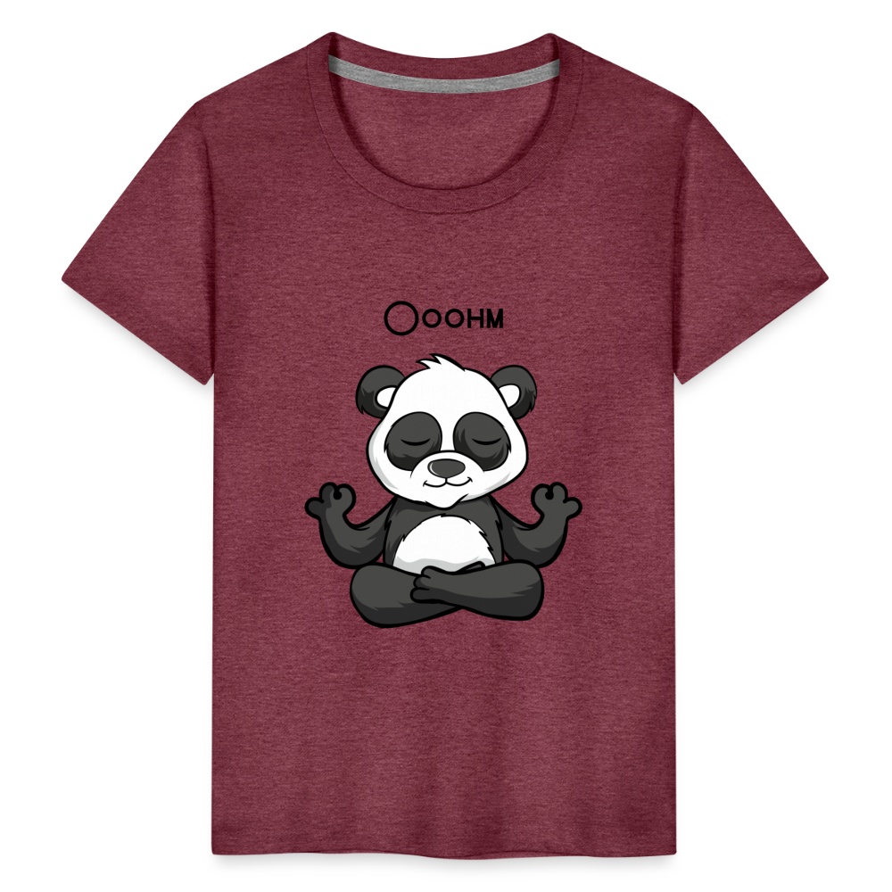 Kinder Premium T-Shirt - Ooohm Panda - Bordeauxrot meliert