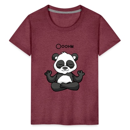 Kinder Premium T-Shirt - Ooohm Panda - Bordeauxrot meliert