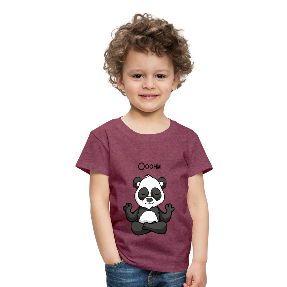 Kinder Premium T-Shirt - Ooohm Panda - Bordeauxrot meliert