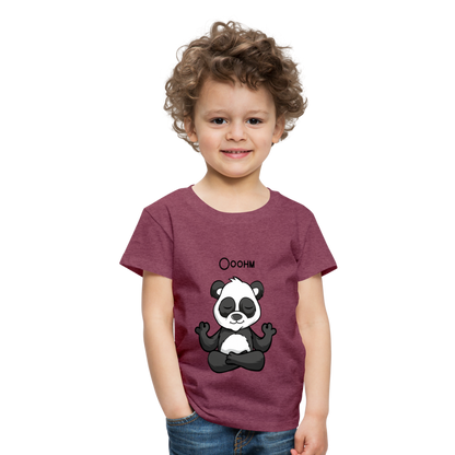 Kinder Premium T-Shirt - Ooohm Panda - Bordeauxrot meliert