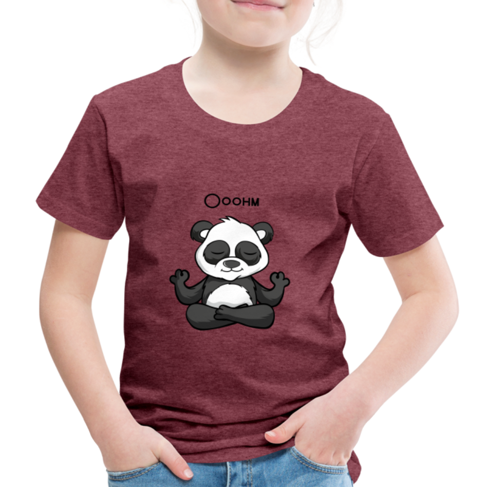 Kinder Premium T-Shirt - Ooohm Panda - Bordeauxrot meliert