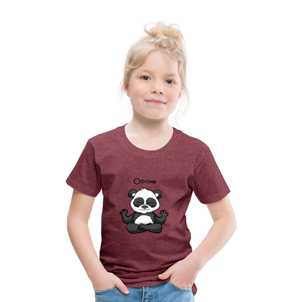 Kinder Premium T-Shirt - Ooohm Panda - Bordeauxrot meliert