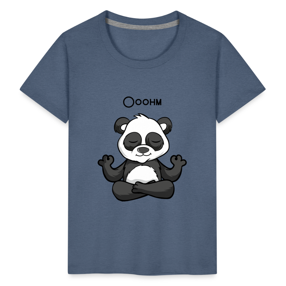 Kinder Premium T-Shirt - Ooohm Panda - Blau meliert