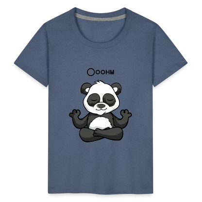 Kinder Premium T-Shirt - Ooohm Panda - Blau meliert