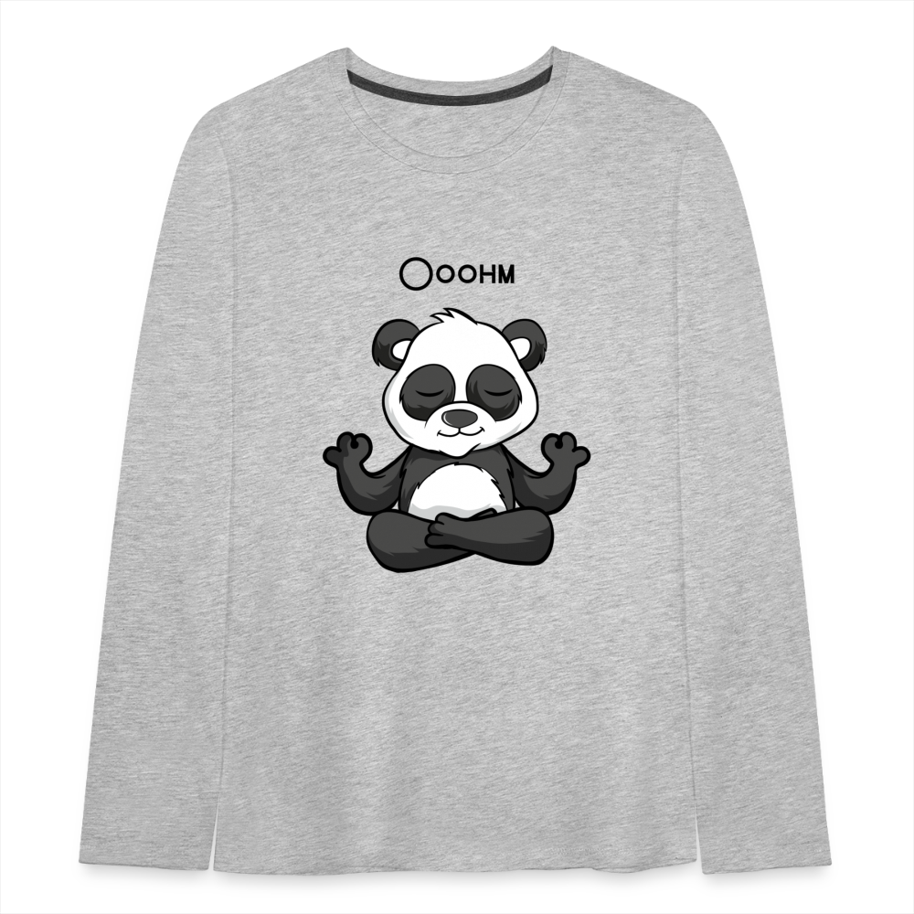 Teenager Premium Langarmshirt - Ooohm Panda - Grau meliert