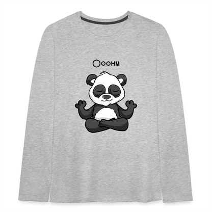 Teenager Premium Langarmshirt - Ooohm Panda - Grau meliert