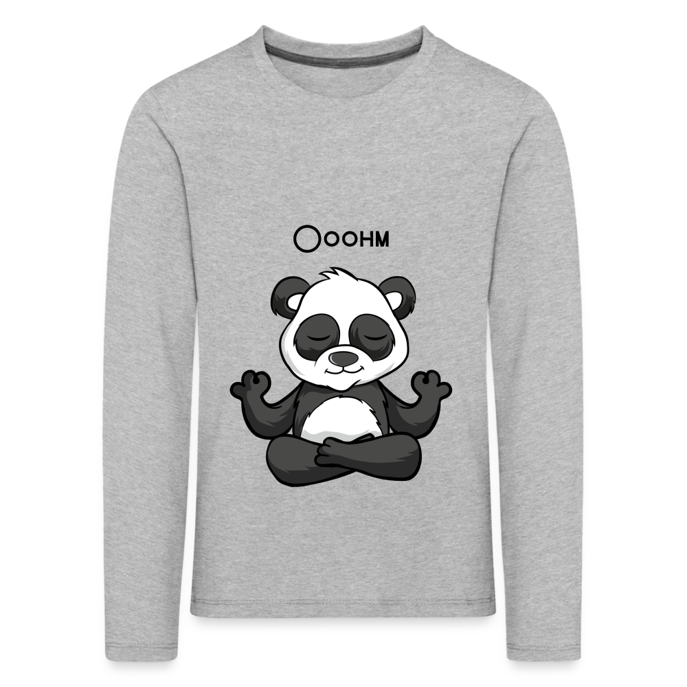 Kinder Premium Langarmshirt - Ooohm Panda - Grau meliert