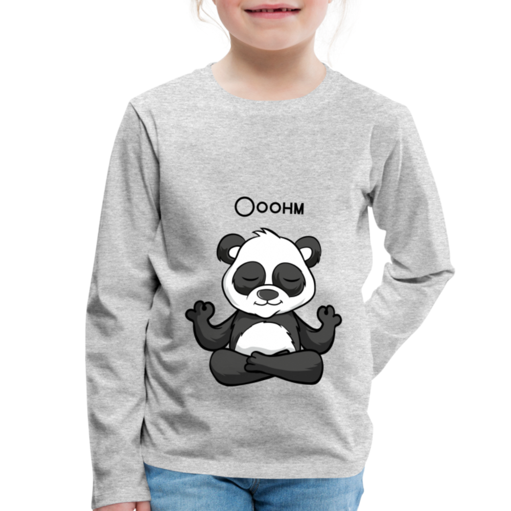 Kinder Premium Langarmshirt - Ooohm Panda - Grau meliert