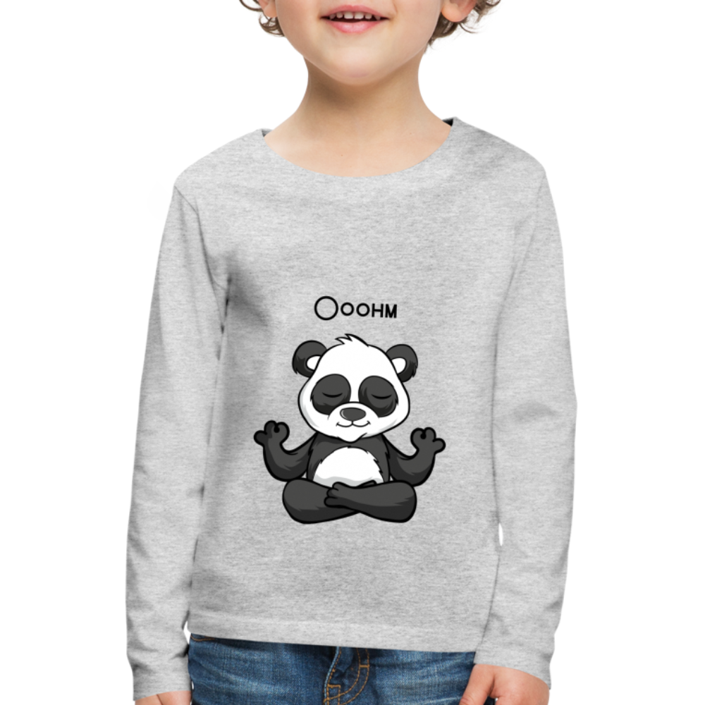 Kinder Premium Langarmshirt - Ooohm Panda - Grau meliert