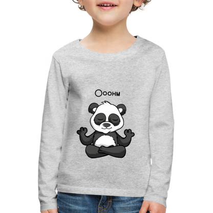 Kinder Premium Langarmshirt - Ooohm Panda - Grau meliert