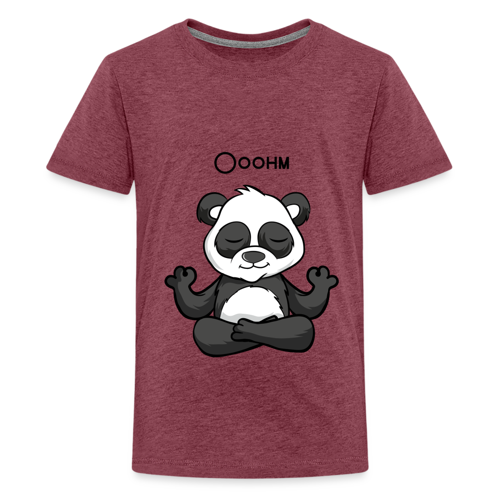 Teenager Premium T-Shirt - Ooohm Panda - Bordeauxrot meliert