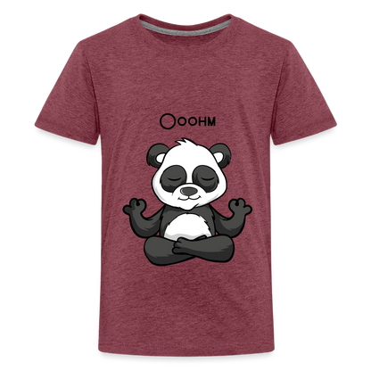 Teenager Premium T-Shirt - Ooohm Panda - Bordeauxrot meliert