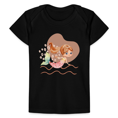 Baby Bio-T-Shirt - Meerjungfrau Herz - Schwarz