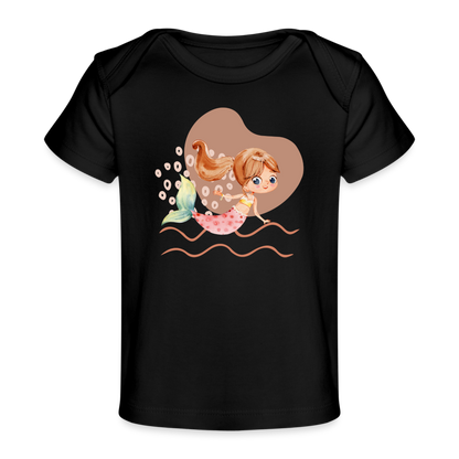 Baby Bio-T-Shirt - Meerjungfrau Herz - Schwarz