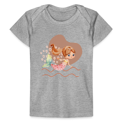 Baby Bio-T-Shirt - Meerjungfrau Herz - Grau meliert