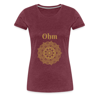 Frauen Premium T-Shirt - Ohm - Bordeauxrot meliert