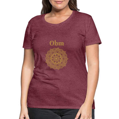 Frauen Premium T-Shirt - Ohm - Bordeauxrot meliert