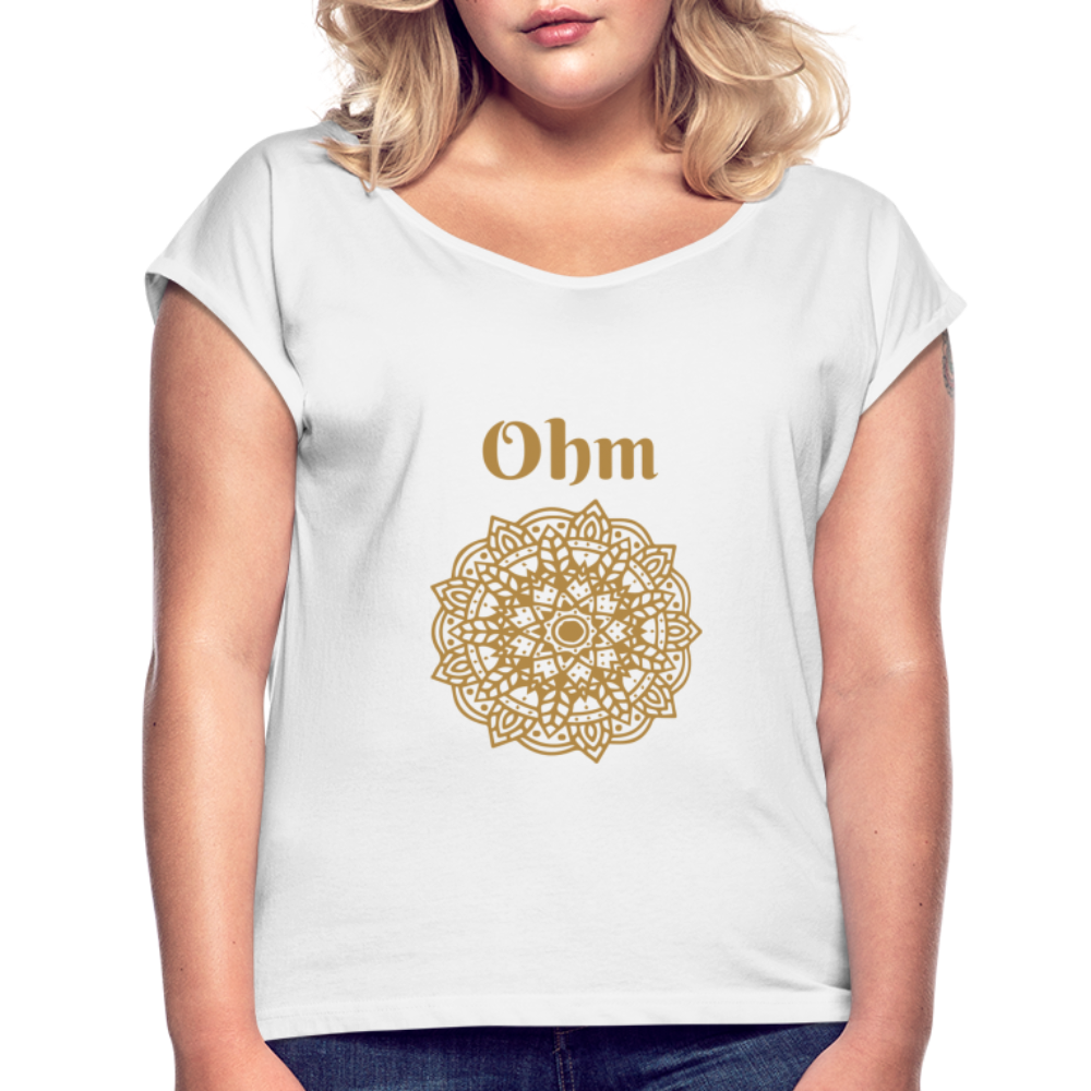 Frauen T-Shirt mit gerollten Ärmeln - Ohm - weiß