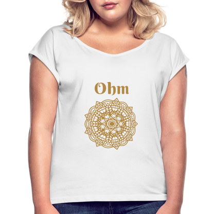 Frauen T-Shirt mit gerollten Ärmeln - Ohm - weiß