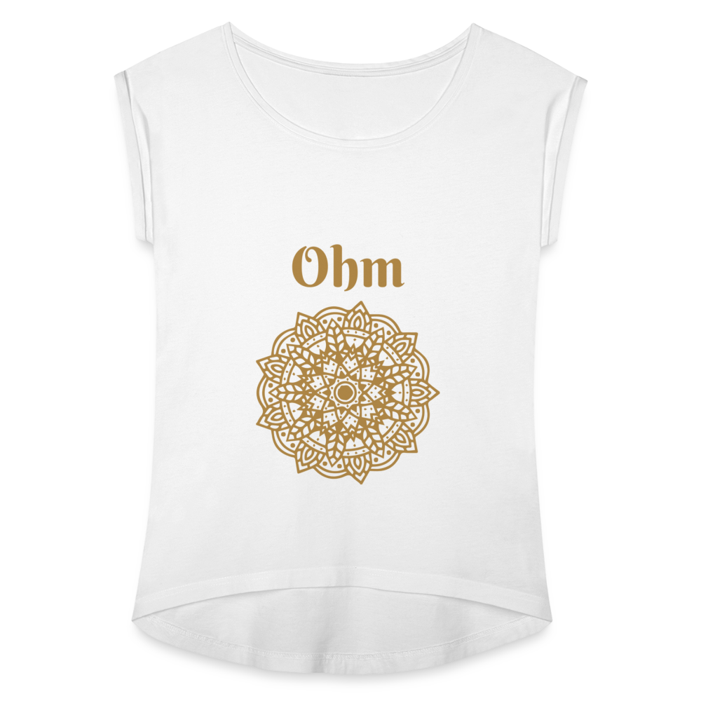 Frauen T-Shirt mit gerollten Ärmeln - Ohm - weiß