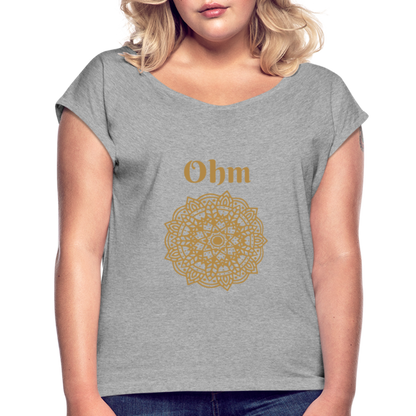 Frauen T-Shirt mit gerollten Ärmeln - Ohm - Grau meliert