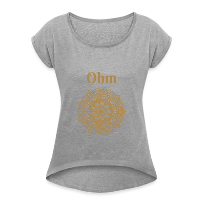 Frauen T-Shirt mit gerollten Ärmeln - Ohm - Grau meliert