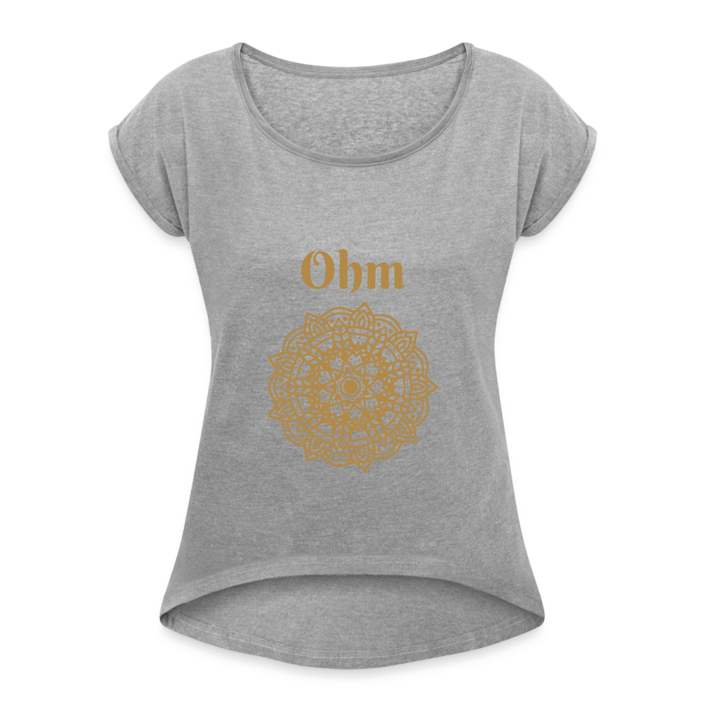 Frauen T-Shirt mit gerollten Ärmeln - Ohm - Grau meliert