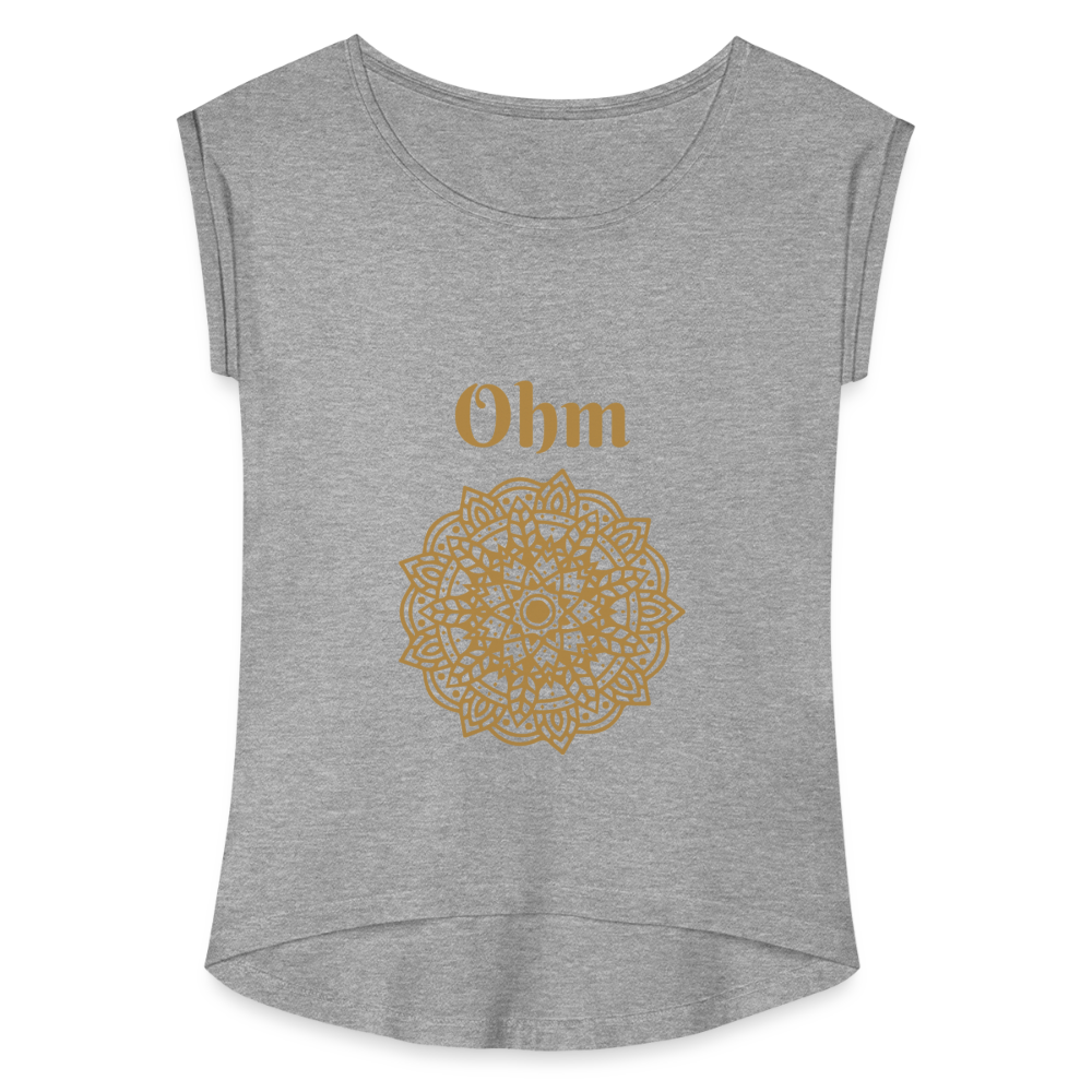 Frauen T-Shirt mit gerollten Ärmeln - Ohm - Grau meliert