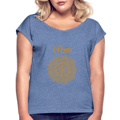 Frauen T-Shirt mit gerollten Ärmeln - Ohm - Denim meliert