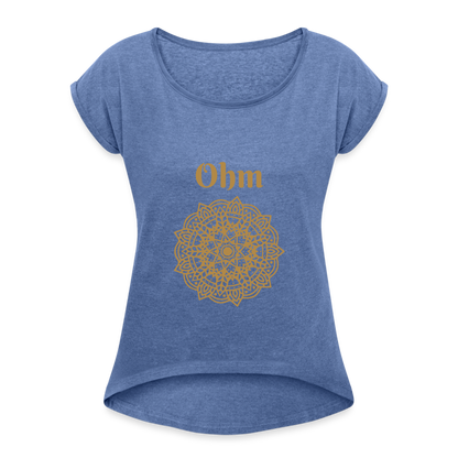 Frauen T-Shirt mit gerollten Ärmeln - Ohm - Denim meliert