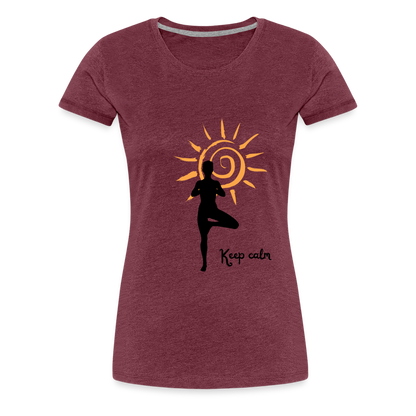 Frauen Premium T-Shirt - Keep calm - Bordeauxrot meliert