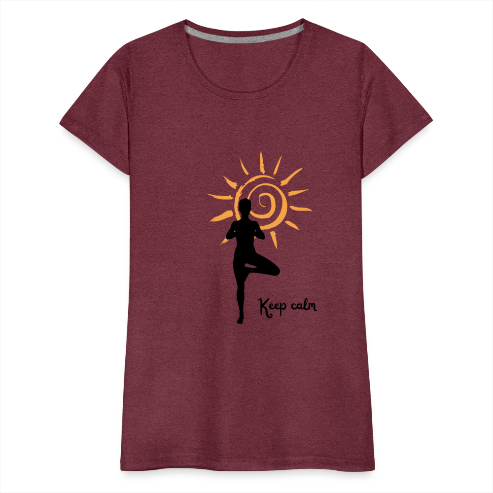 Frauen Premium T-Shirt - Keep calm - Bordeauxrot meliert