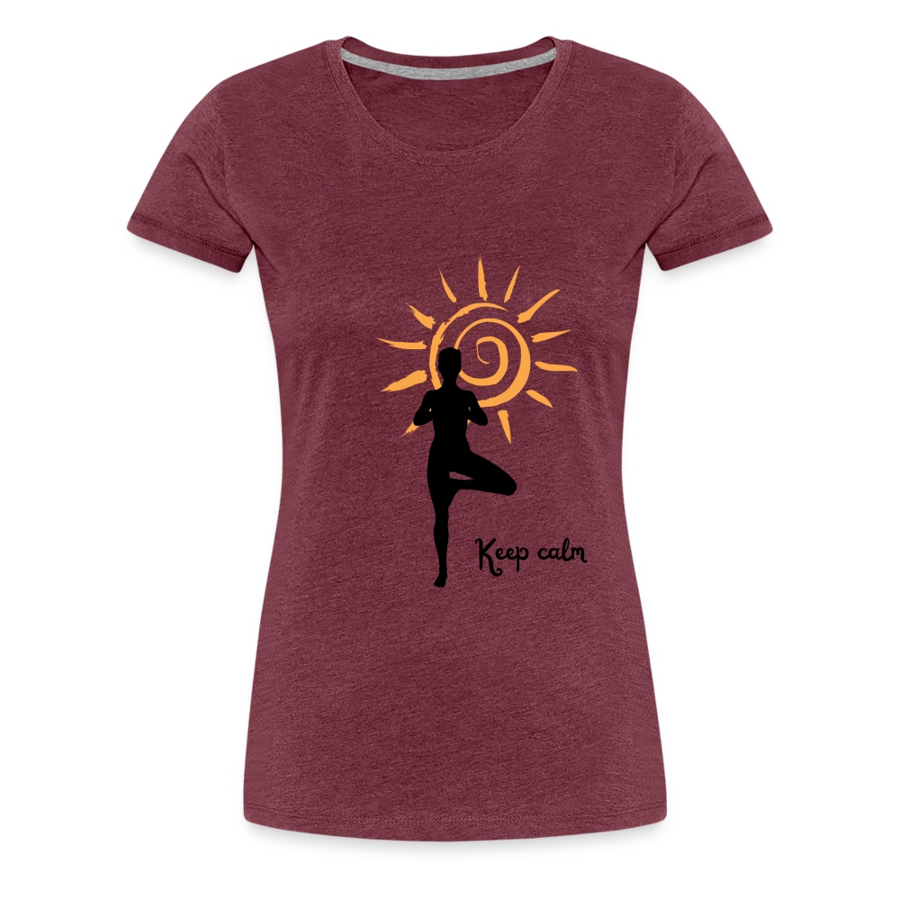 Frauen Premium T-Shirt - Keep calm - Bordeauxrot meliert