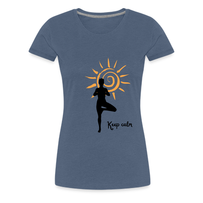 Frauen Premium T-Shirt - Keep calm - Blau meliert